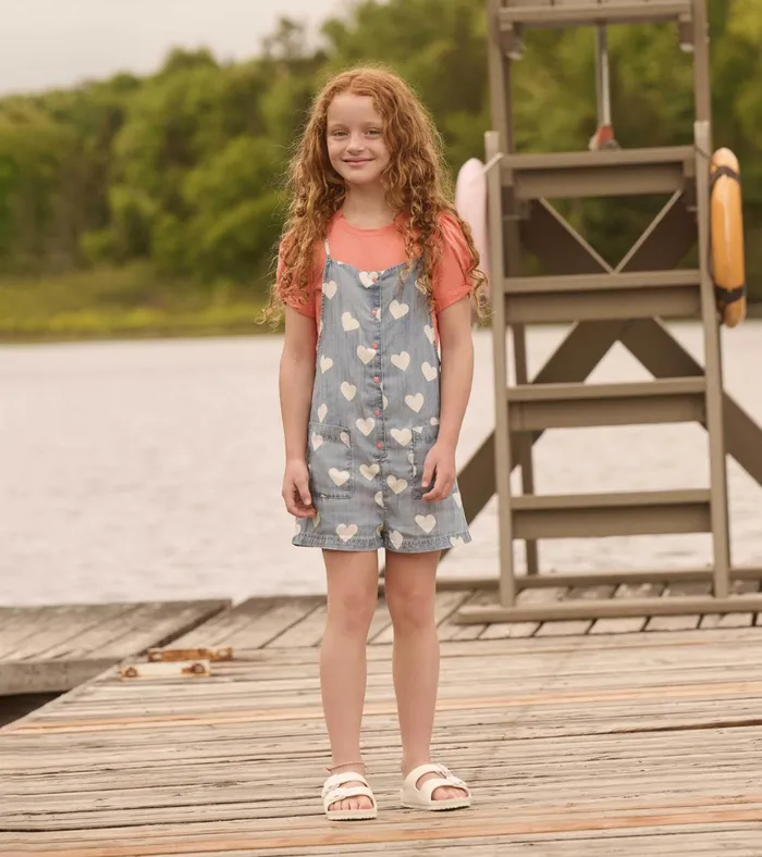 Hatley Girls Hearts Slouchy Overalls Girls Bottoms