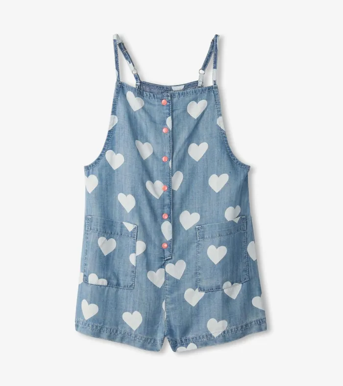 Hatley Girls Hearts Slouchy Overalls Girls Bottoms