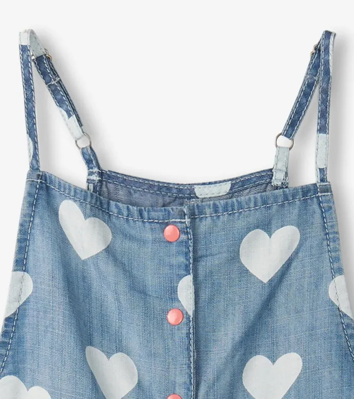 Hatley Girls Hearts Slouchy Overalls Girls Bottoms
