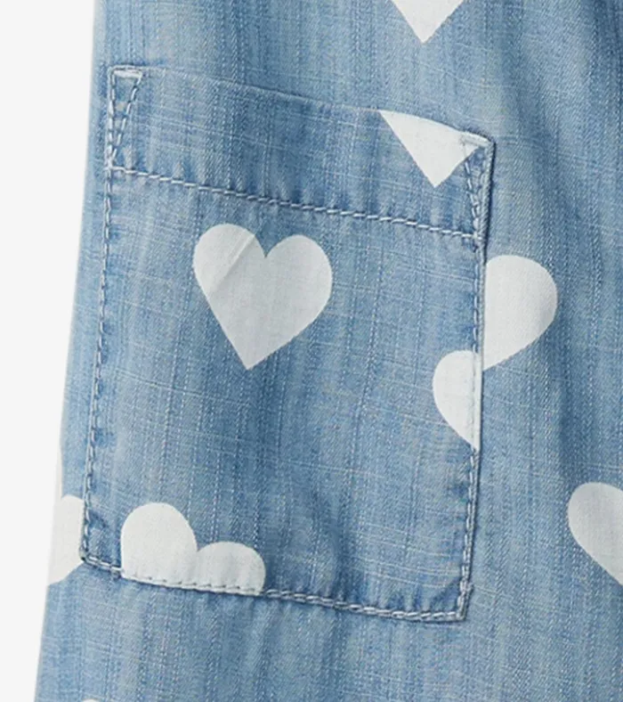 Hatley Girls Hearts Slouchy Overalls Girls Bottoms