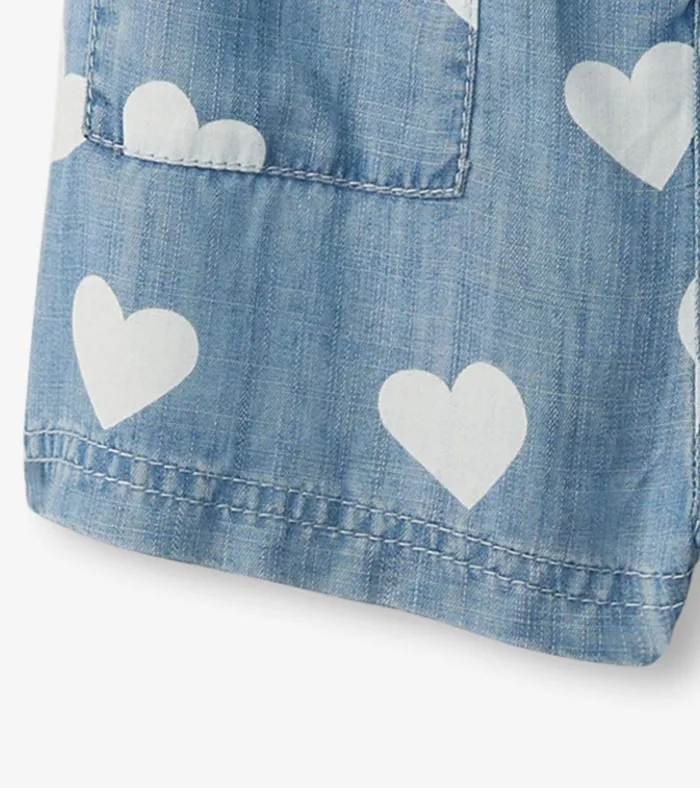 Hatley Girls Hearts Slouchy Overalls Girls Bottoms