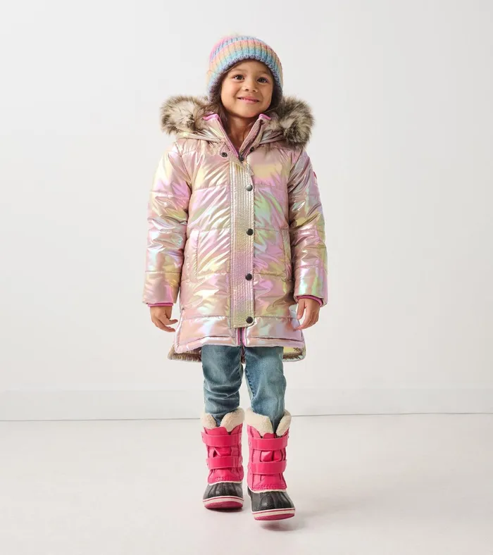 Hatley Girls Pink Moon Puffer Jacket Girls Outerwear