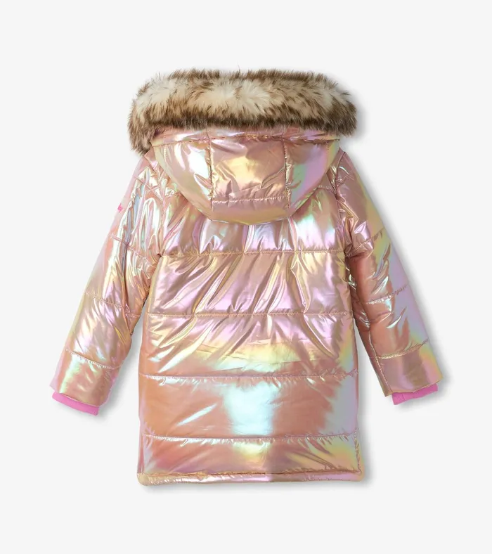 Hatley Girls Pink Moon Puffer Jacket Girls Outerwear