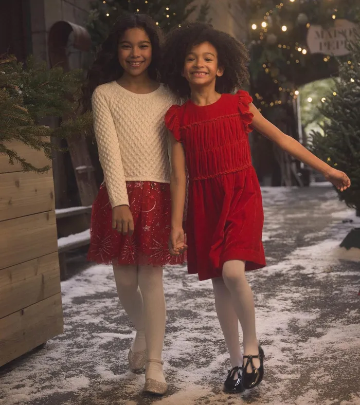 Hatley Girls Red Velvet Smocked Panel Dress Girls Dresses