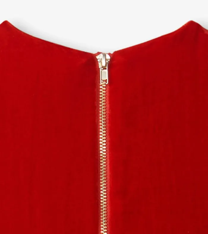 Hatley Girls Red Velvet Smocked Panel Dress Girls Dresses