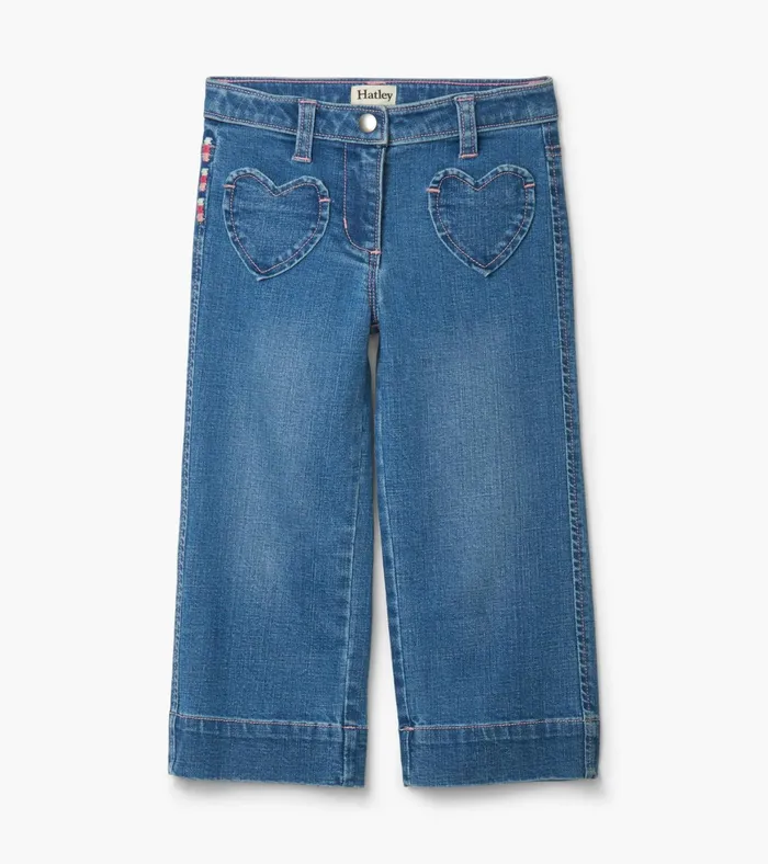 Hatley Girls Stretch Denim Wide Leg Pants Girls Bottoms
