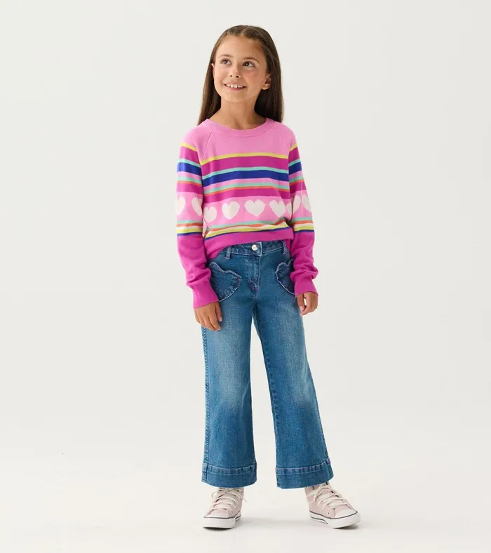 Hatley Girls Stretch Denim Wide Leg Pants Girls Bottoms