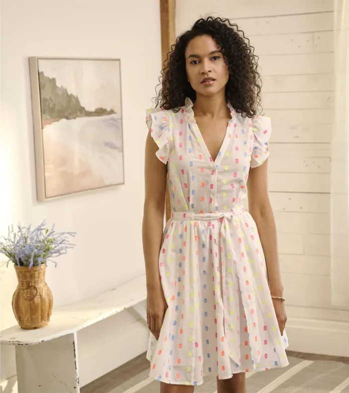 Hatley Godet Belted Dress 8211 Summer Dots Women Dresses