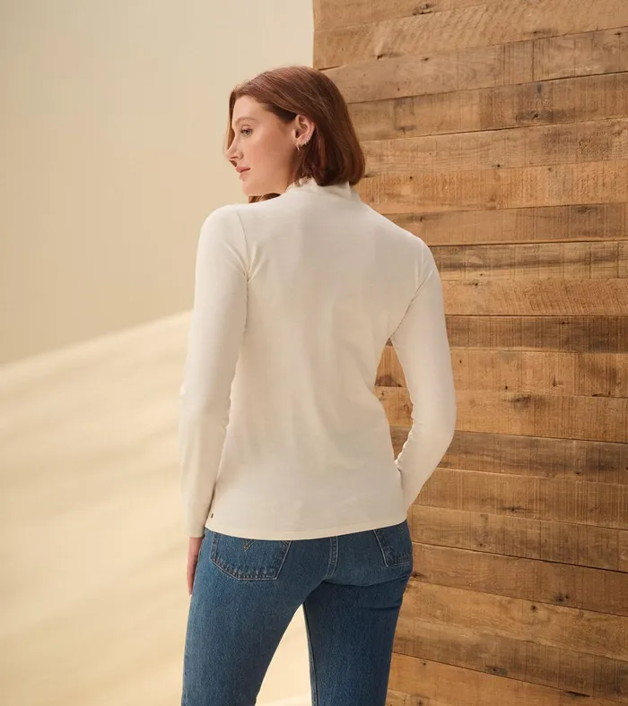 Hatley Mock Neck Top 8211 Cream White Women Tops