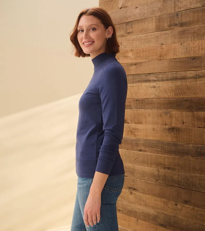 Hatley Mock Neck Top 8211 Patriot Blue Women Tops