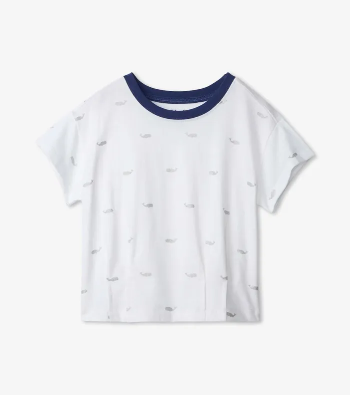 Hatley Nautical Anchors Pleated Slouchy Tee Girls Tops