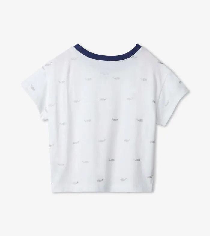 Hatley Nautical Anchors Pleated Slouchy Tee Girls Tops