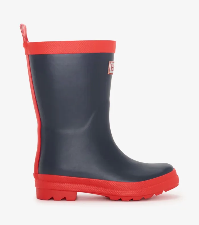 Hatley Navy and Red Matte Rain Boots GirlsBoysBaby and Toddler Rainwear