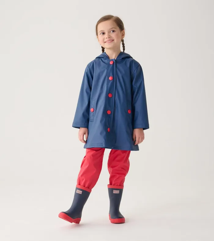 Hatley Navy and Red Matte Rain Boots GirlsBoysBaby and Toddler Rainwear