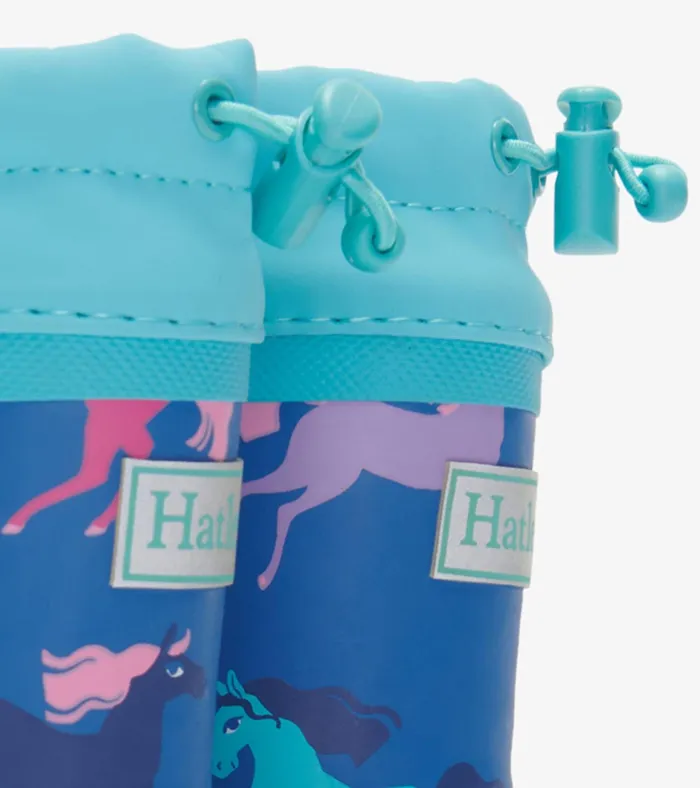 Hatley Prancing Horses Sherpa Lined Rain Boots Girls Rainwear