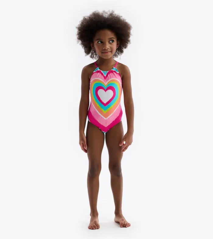 Hatley Psychedelic Heart Gather Front Swimsuit Girls Swimwear