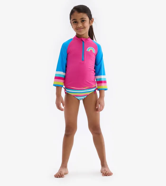 Hatley Rainbow Stripe Rashguard Set Girls Swimwear