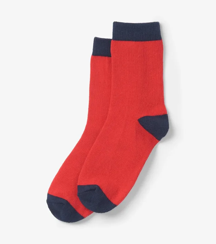 Hatley Red and Navy Crew Socks GirlsBoys Footwear