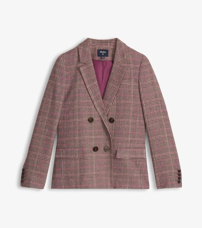 Hatley Tori SemiFitted Blazer 8211 Taupe Check Women Sweaters