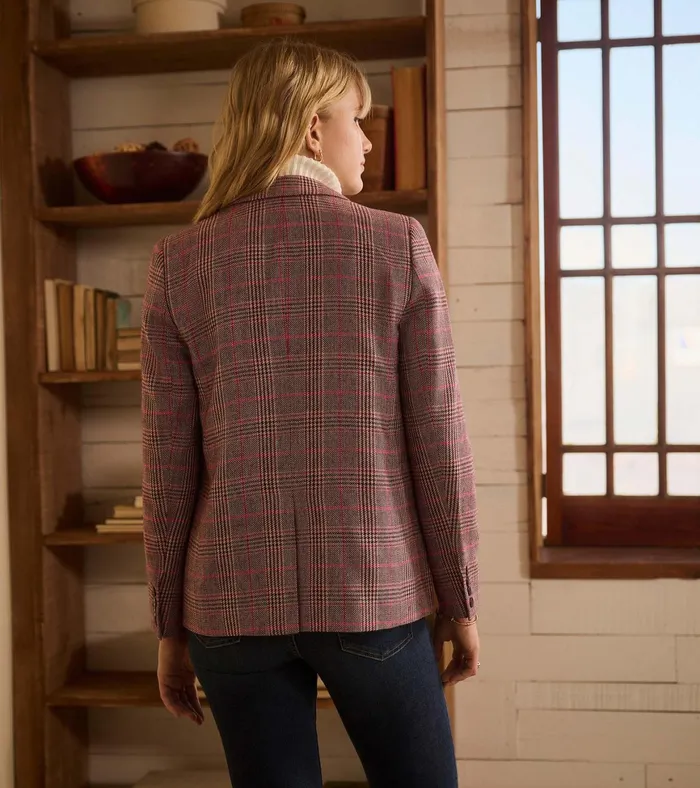 Hatley Tori SemiFitted Blazer 8211 Taupe Check Women Sweaters
