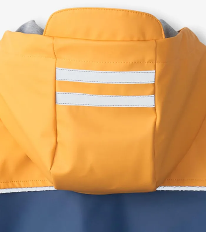 Hatley Yellow and Navy ZipUp Rain Jacket Boys Rainwear
