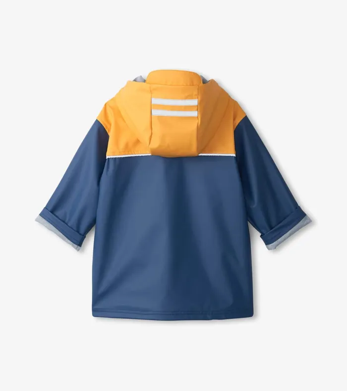 Hatley Yellow and Navy ZipUp Rain Jacket Boys Rainwear