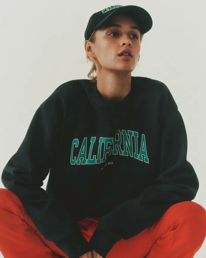 Hats Women Sporty and Rich California Hat 8211 Faded BlackSpring Green