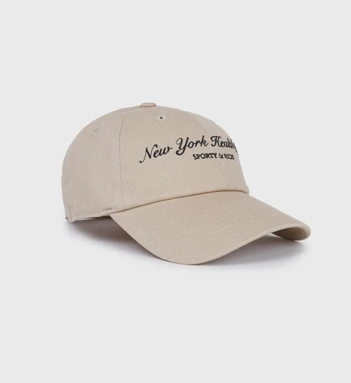 Hats Women Sporty and Rich NY Health Club Hat 8211 British TanFaded Black