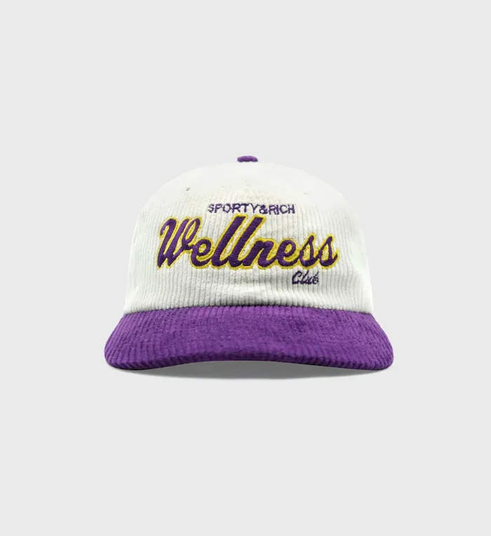 Hats Women Sporty and Rich Wellness Club Corduroy Hat 8211 WhitePurple