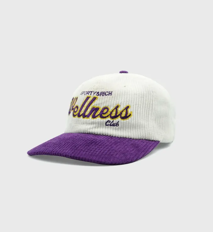 Hats Women Sporty and Rich Wellness Club Corduroy Hat 8211 WhitePurple