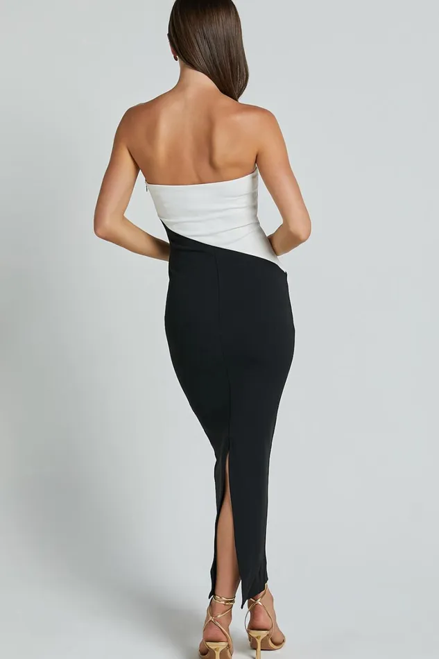 Hayley Midi Dress 8211 Strapless Bodycon Dress In BlackWhite Women Showpo Dresses