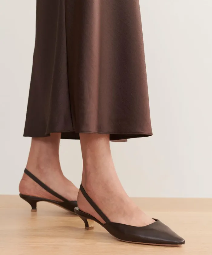 Heels Women Jenni Kayne Leather Kitten Heel Chocolate