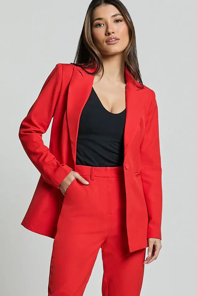 Hermie Blazer 8211 Single Breasted Blazer In Red Women Showpo Blazers