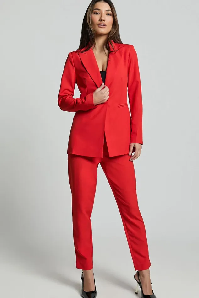 Hermie Blazer 8211 Single Breasted Blazer In Red Women Showpo Blazers