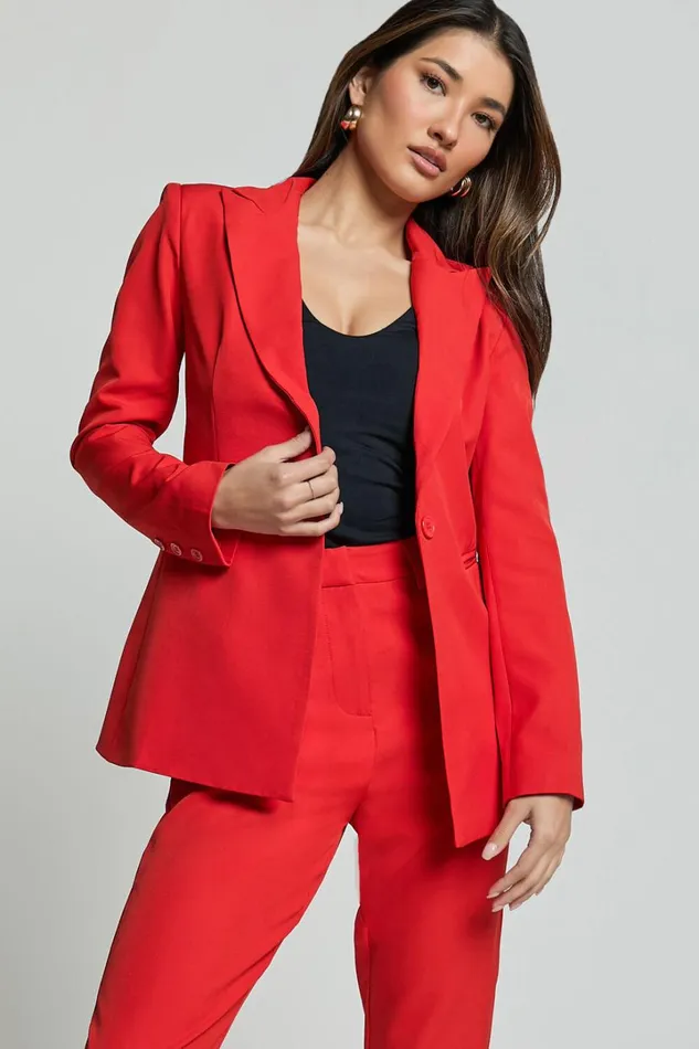 Hermie Blazer 8211 Single Breasted Blazer In Red Women Showpo Blazers