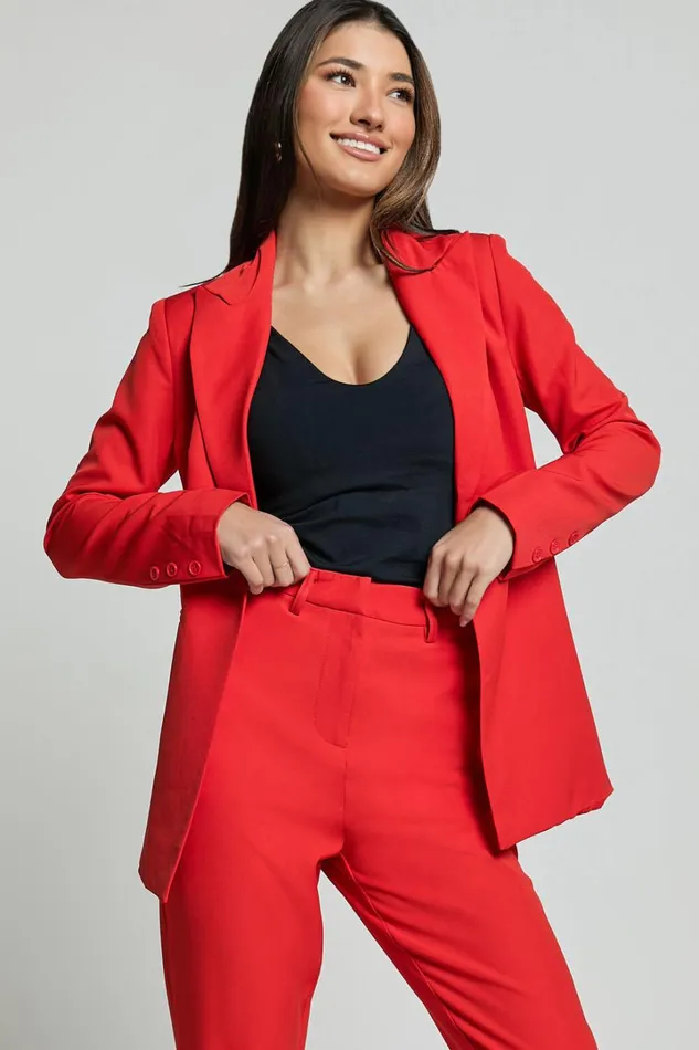 Hermie Blazer 8211 Single Breasted Blazer In Red Women Showpo Blazers