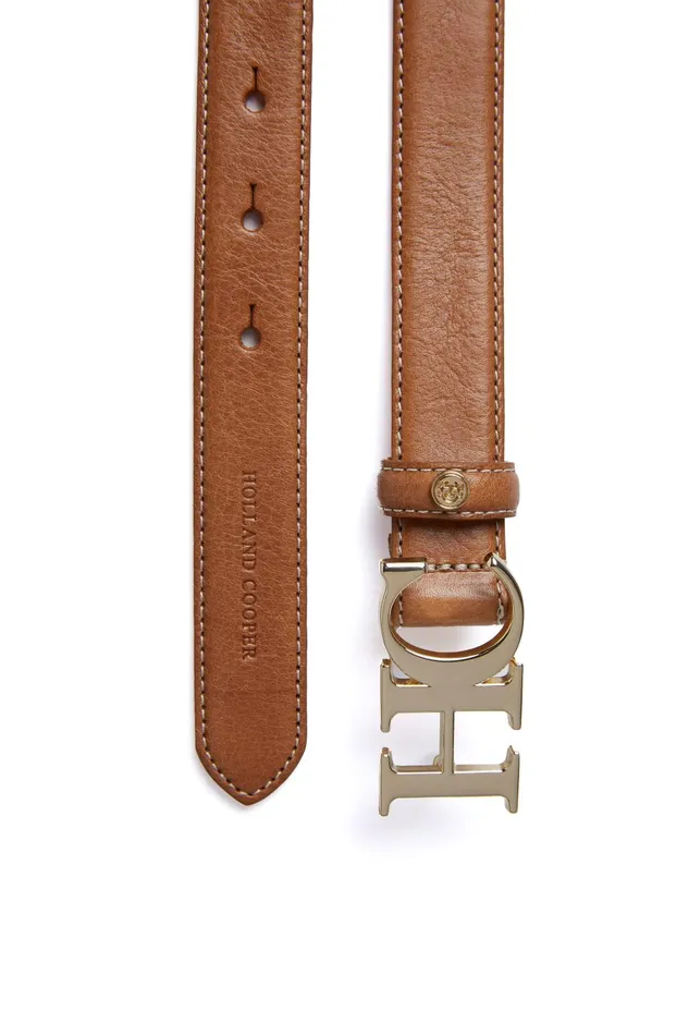 Holland Cooper Belts Women Atelier Slim Logo Belt Tan Contrast Holland Cooper Belts Women Atelier Slim Logo Belt Tan Contrast