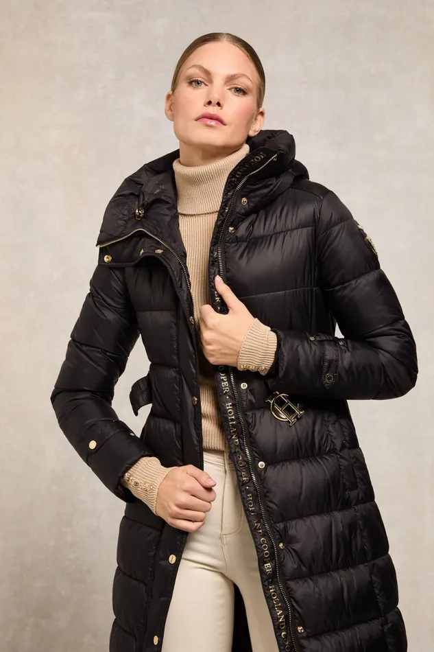 Holland Cooper Coats Women The Arosa Longline Coat Black Holland Cooper Coats Women The Arosa Longline Coat Black