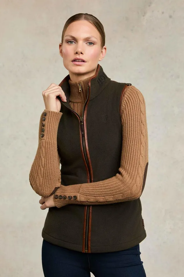 Holland Cooper Fleeces Women Country Fleece Gilet Khaki