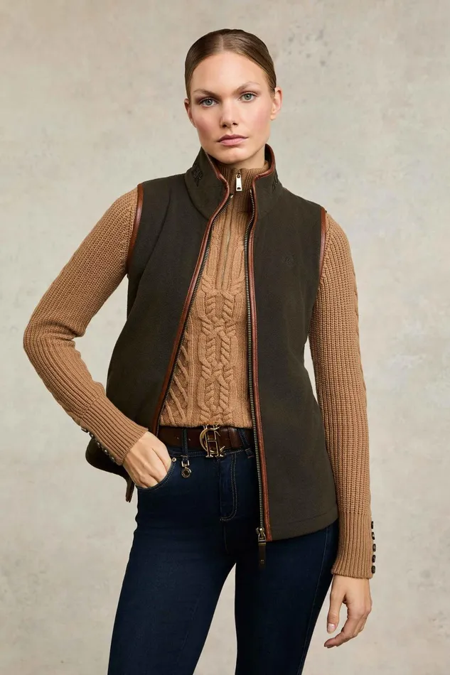 Holland Cooper Fleeces Women Country Fleece Gilet Khaki