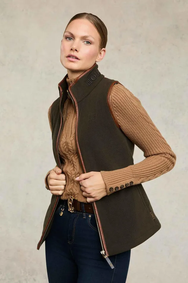 Holland Cooper Fleeces Women Country Fleece Gilet Khaki