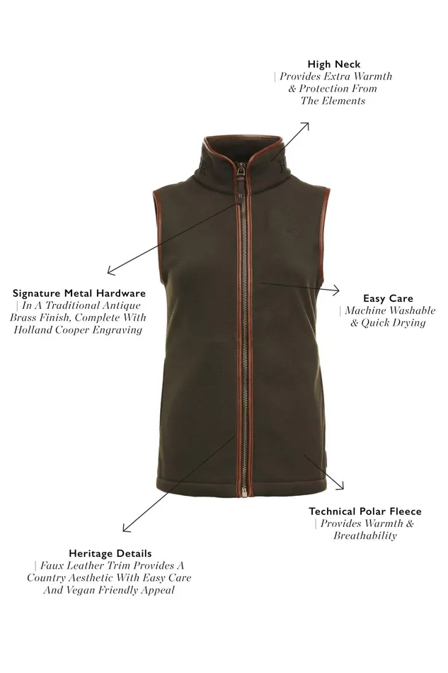 Holland Cooper Fleeces Women Country Fleece Gilet Khaki
