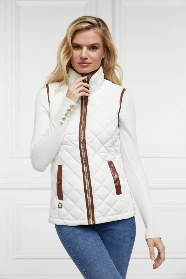 Holland Cooper Gilets Women Country Quilted Gilet Cream Holland Cooper Gilets Women Country Quilted Gilet Cream
