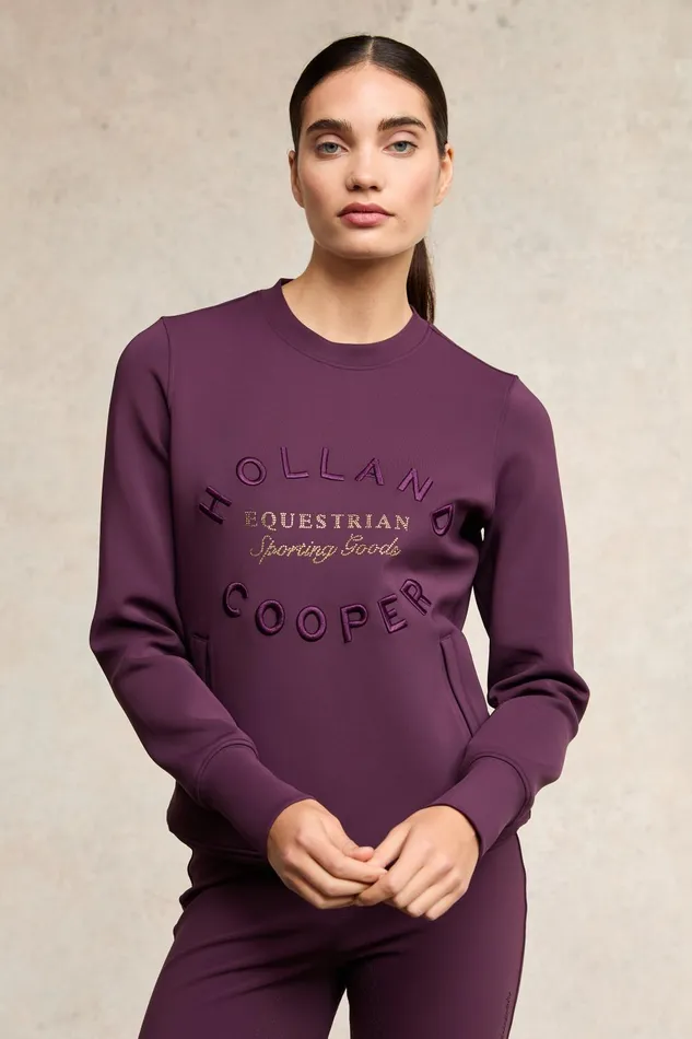 Holland Cooper Hoodies and Sweatshirts Women Crystal Crew Neck Sweat Aubergine