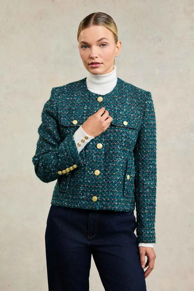 Holland Cooper Jackets Women Chelsea Jacket Emerald Boucle