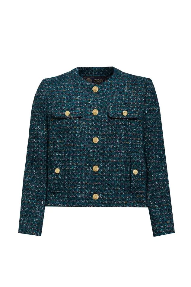 Holland Cooper Jackets Women Chelsea Jacket Emerald Boucle