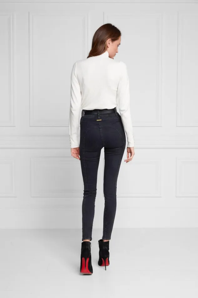 Holland Cooper Jeans Women Biker Jean Washed Black