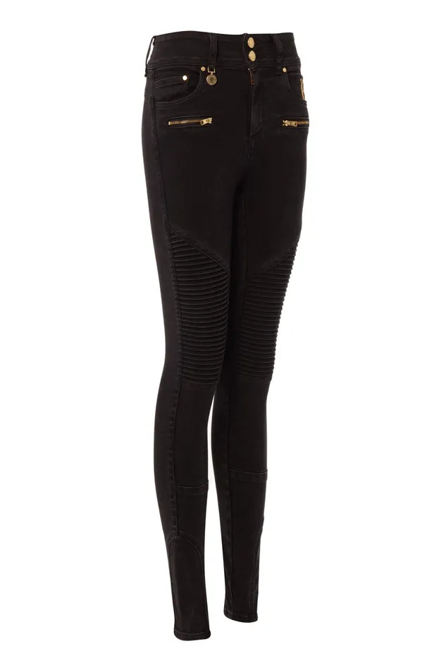 Holland Cooper Jeans Women Biker Jean Washed Black
