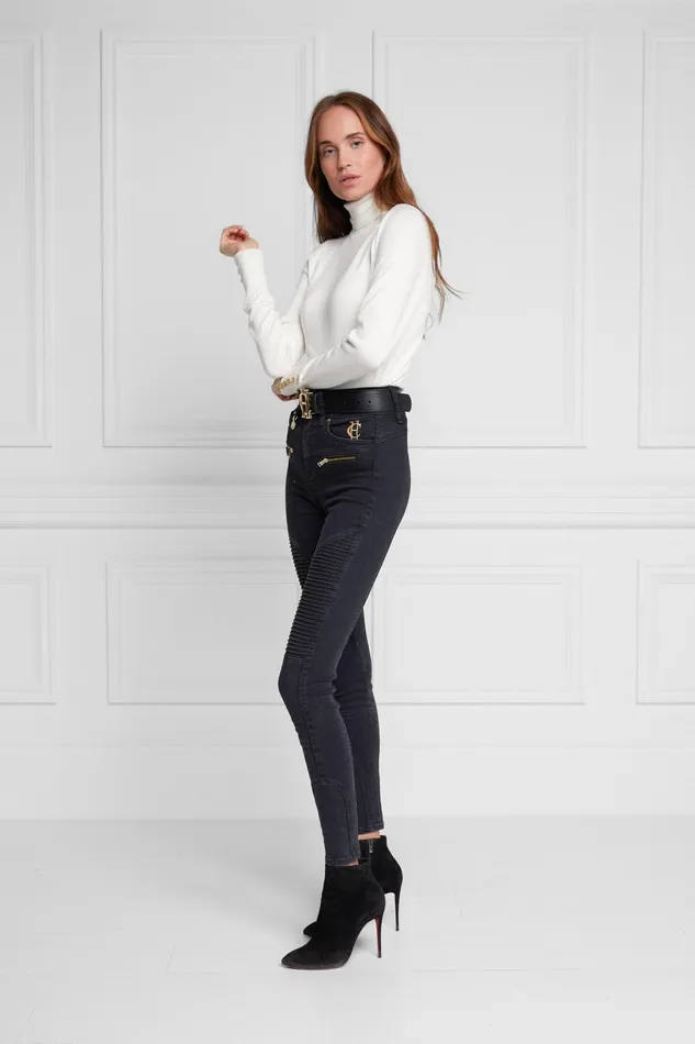 Holland Cooper Jeans Women Biker Jean Washed Black