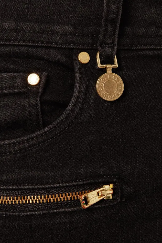 Holland Cooper Jeans Women Biker Jean Washed Black